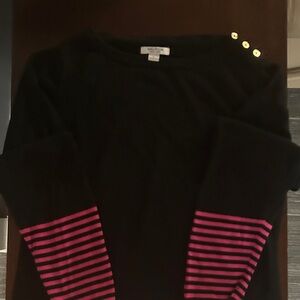 Nautica Women's Black Sweater with Pink Stripes